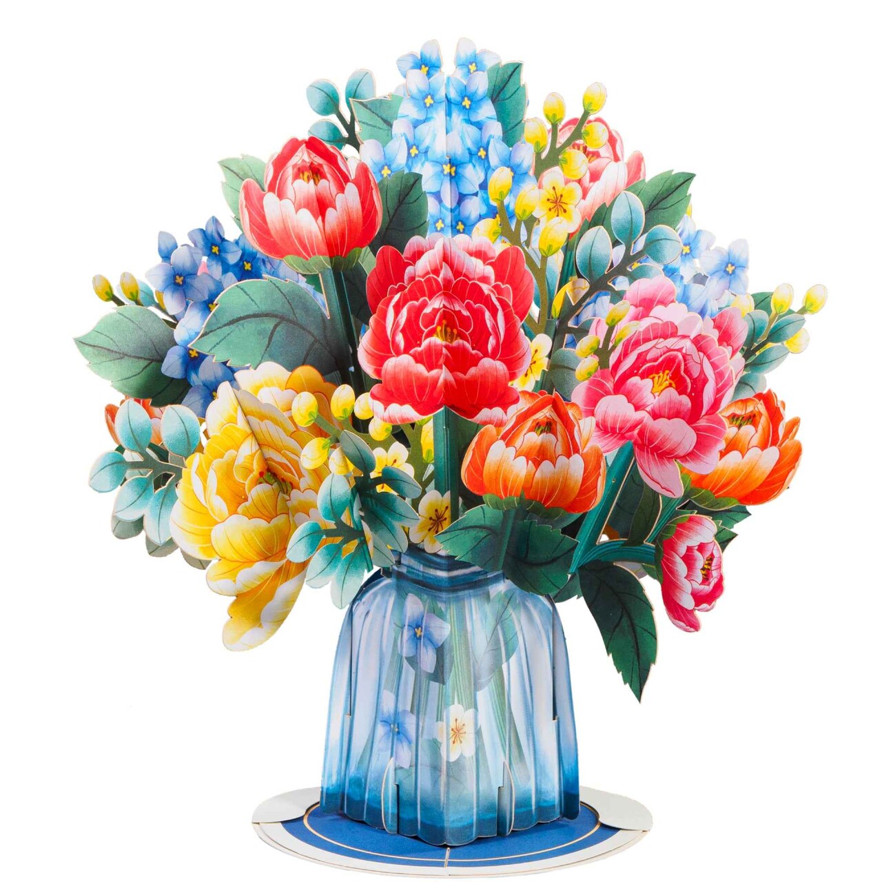 Paper Love 3D Pop Up Flower Bouquet Card, Wonderland, with Detachable Paper Flowers, For Winter, Christmas or Holidays - Jumbo 10" x 14" Card - Includes Envelope and Note Tag